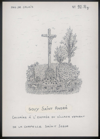 Gouy-Saint-André (Pas-de-Calais) : calvaire à l'entrée du village venant de la chapelle Saint-Josse - (Reproduction interdite sans autorisation - © Claude Piette)