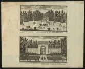 1ère vue : La patte d'Oye des avenüe de Chantilly en face du pavillon de Silvie. 2éme vue : L'un des Portiques de l'Arquebuse dans le parc de Silvie