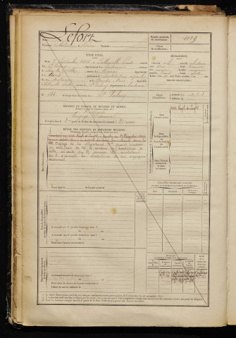 Lefort, Antoine Adrien, né le 02 septembre 1865 à Pendé (Somme), classe 1885, matricule n° 1029, Bureau de recrutement d'Abbeville