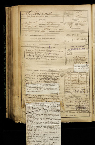 Bellancourt, Marie Joseph Firmin Paul, né le 31 mars 1878 à Omiécourt (Somme), classe 1898, matricule n° 480, Bureau de recrutement de Péronne