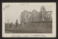 GUERRE 1914-1915. LE QUESNOY (SOMME). RUINES DE L'EGLISE ET LE CIMETIERE. RUINS OF CHURCH AND CEMETERY
