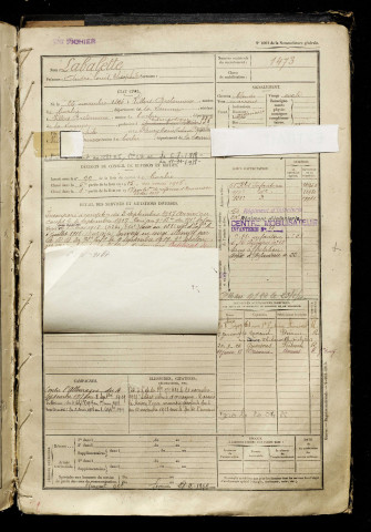 Labalette, André Louis Théophile, né le 26 novembre 1896 à Villers-Bretonneux (Somme), classe 1916, matricule n° 1473, Bureau de recrutement d'Amiens