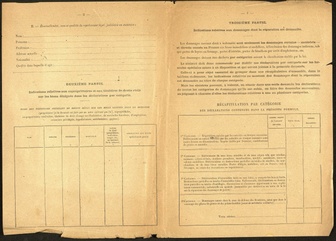 Bray-sur-Somme. Demande d'indemnisation des dommages de guerre : dossier Pinchon-Bécu Aimé