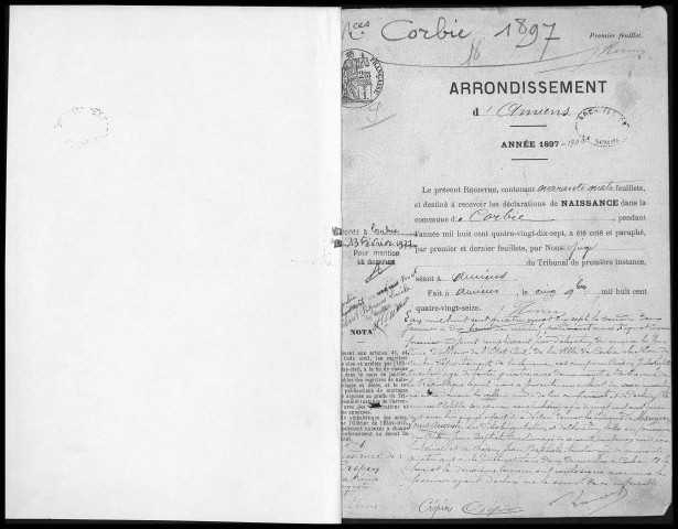 Corbie : naissances, mariages, décès