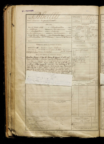 Dheilly, Maxime Benjamin Edouard, né le 15 juin 1899 à Puchevillers (Somme), classe 1919, matricule n° 1120, Bureau de recrutement d'Abbeville