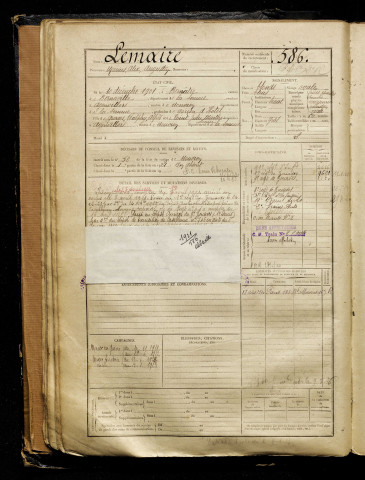 Lemaire, Marius Alix Augustin, né le 10 décembre 1901 à Bernâtre (Somme), classe 1921, matricule n° 586, Bureau de recrutement d'Abbeville