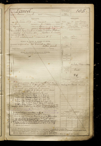 Lancel, Maxime Joseph, né le 14 février 1879 à Amiens (Somme), classe 1899, matricule n° 105, Bureau de recrutement d'Amiens