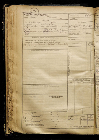 Drieux, Georges, né le 09 octobre 1898 à Ytres (Pas-de-Calais), classe 1918, matricule n° 560, Bureau de recrutement de Péronne