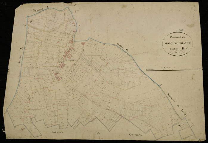 Plan du cadastre napoléonien - Monchy-Lagache : Fonds d'Ugny (Les), H