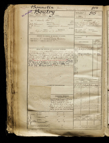 Boutry, Joseph Albert, né le 04 décembre 1894, classe 1914, matricule n° 915, Bureau de recrutement d'Abbeville