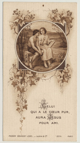 Celui qui a le coeur pur, aura Jésus pour ami. L'Enfant Jésus et un enfant