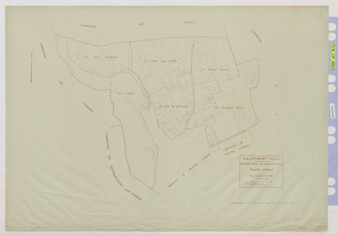 Plan du cadastre rénové - Villecourt : section A