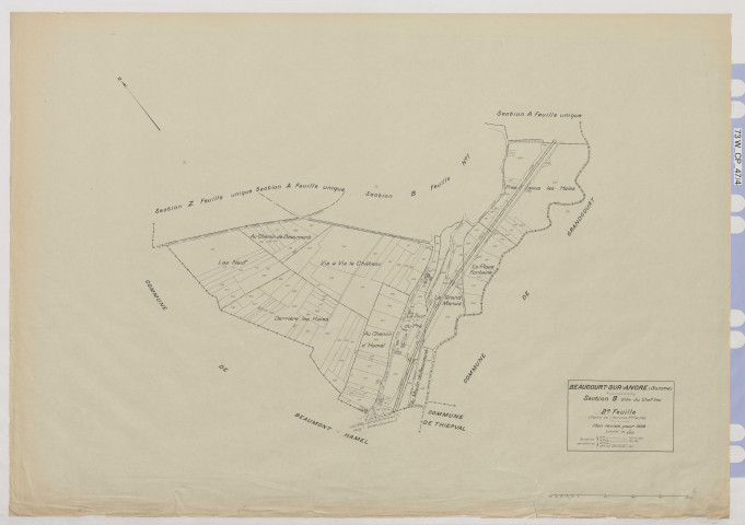 Plan du cadastre rénové - Beaucourt-sur-l'Ancre : section B2
