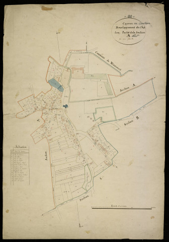 Plan du cadastre napoléonien - Cayeux-en-Santerre (Cayeux) : Chef-lieu (Le), partie de la section A, développement