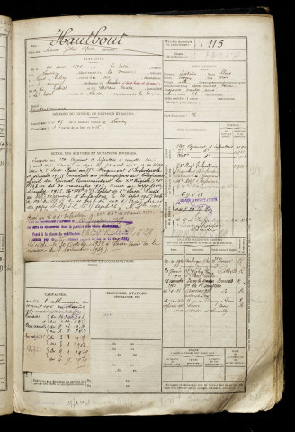 Hautbout, Marius Gilbert Alfred, né le 24 août 1896 à Titre (Le) (Somme), classe 1916, matricule n° 115, Bureau de recrutement d'Abbeville
