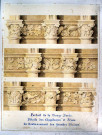 Cathédrale d'Amiens. Portail de la Vierge dorée. Détail des chapiteaux et frises du soubassement des grandes statues