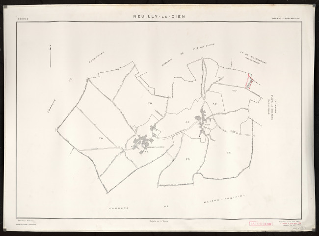 Plan du cadastre rénové - Neuilly-le-Dien : tableau d'assemblage (TA)