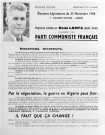 Elections législatives du 23 novembre 1958. Programme présenté par René LAMPS, député sortant, candidat du Parti Communiste Français