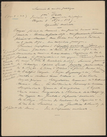 Souvenirs de ma vie politique de 1870 à fin 1886 par René Goblet, première et deuxième parties