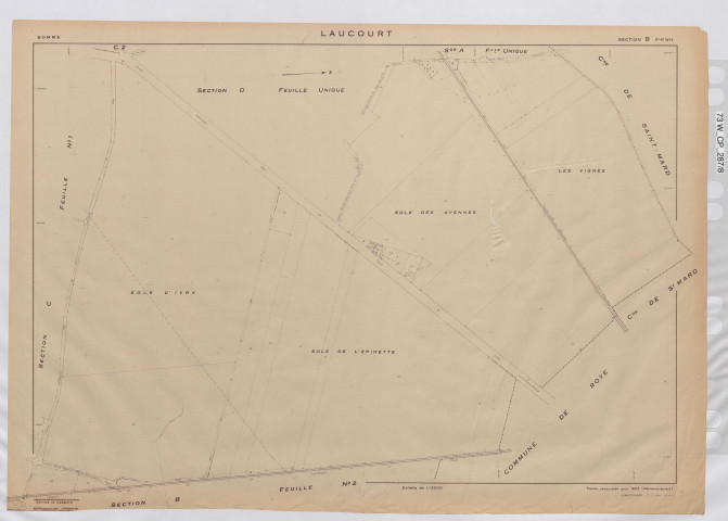 Plan du cadastre rénové - Laucourt : section B1