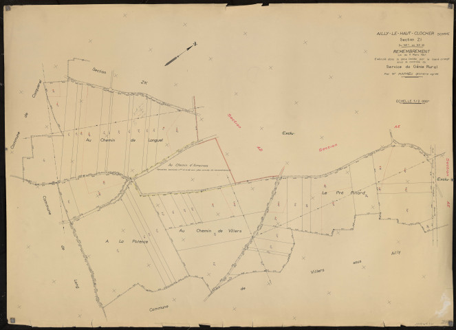 Plan du cadastre rénové - Ailly-le-Haut-Clocher : section ZI