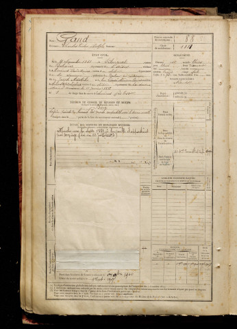 Gand, Charles Victor Adolphe, né le 04 novembre 1861 à Seboncourt (Aisne), classe 1893, matricule n° 88, Bureau de recrutement d'Amiens