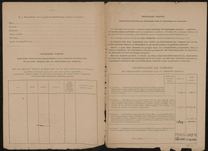 Péronne. Demande d'indemnisation des dommages de guerre : dossier Morval-Carlier