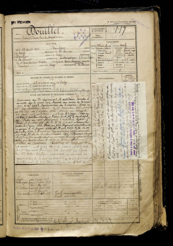 Douillet, Gabriel Pierre Emile Joseph, né le 18 août 1898 à Domléger-Longvillers (Somme), classe 1918, matricule n° 117, Bureau de recrutement d'Abbeville