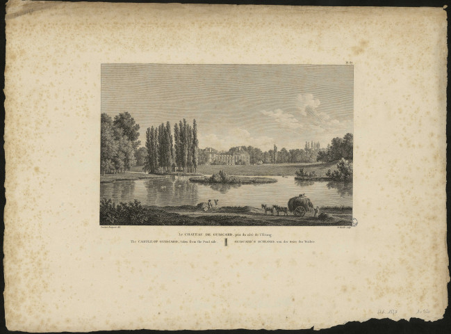 Pl. 87. Le château de Guiscard, pris du côté de l'étang. The castle of Guiscard, taken from the the pond side. Guiscard's schlose von der seite des teiches