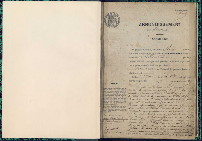 Villers-Faucon : naissances, mariages, décès (1893-1895)