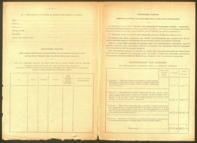 Longueval. Demande d'indemnisation des dommages de guerre : dossier Flet