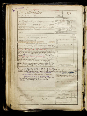 Gaillandre, Hippolyte Eugène Henri, né le 29 avril 1901 à Caix (Somme), classe 1921, matricule n° 172, Bureau de recrutement de Péronne