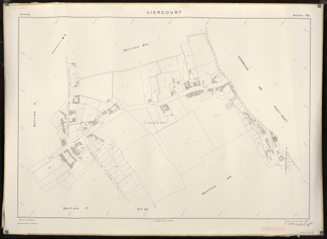 Plan du cadastre rénové - Liercourt : section AB