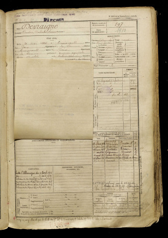 Devraigne, André Antoine Simon, né le 21 mai 1896 à Croixrault (Somme), classe 1916, matricule n° 197, Bureau de recrutement d'Amiens
