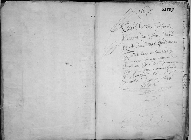 Etude de Me Jean Daiz à Amiens (étude n°22). Minutes de l'année 1648