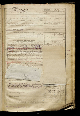Huyge, Auguste, né le 15 décembre 1889 à Paris 13e Arrondissement (Paris), classe 1909, matricule n° 337, Bureau de recrutement d'Abbeville