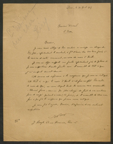 Témoignage de Bacquet, Jean et correspondance avec Jacques Péricard