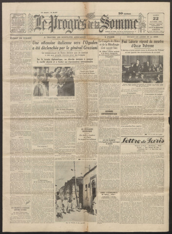 Le Progrès de la Somme, numéro 20497, 22 octobre 1935