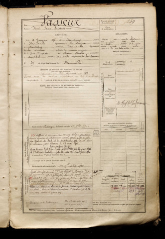 Vasseur, René Isaïe Aristide, né le 12 janvier 1876 à Montigny-les-Jongleurs (Somme), classe 1896, matricule n° 139, Bureau de recrutement d'Abbeville