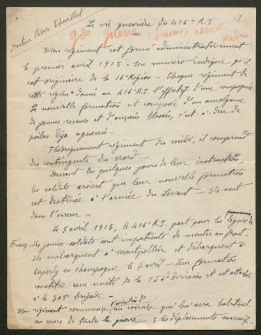 Témoignage de Thurillet, Pierre (Docteur) et correspondance avec Jacques Péricard