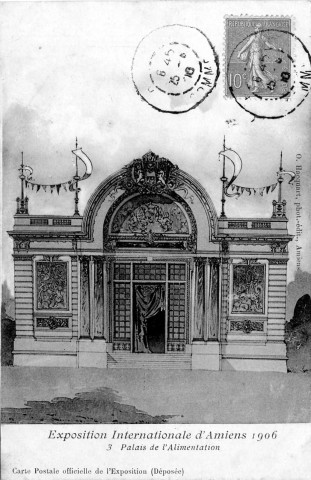 Exposition Internationale d'Amiens en 1906 - Le Palais de l'Alimentation. Carte officilelle de l'Exposition