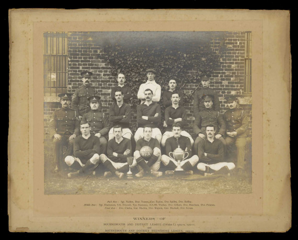 WINNERS OF BOURNEMOUTH AND DISTRICT LEAGUE (DIVISION I.) 1909-10, 1910-11 AND BOURNEMOUTH AND DISTRICT WEDNESGAY LEAGUE, 1910-11