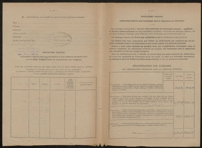 Cléry-sur-Somme. Demande d'indemnisation des dommages de guerre : dossier Boucq-Dobel