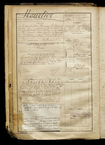 Nourtier, Alphonse Cléophas Edouard, né le 02 août 1880 à Campagne-lès-Hesdin (Pas-de-Calais), classe 1900, matricule n° 1042, Bureau de recrutement d'Abbeville