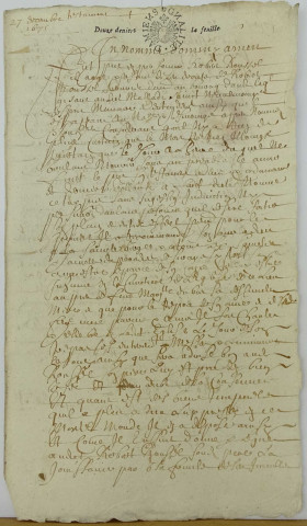 Etude de Me Charles Louvet à Ault. Minutes de l'année 1675