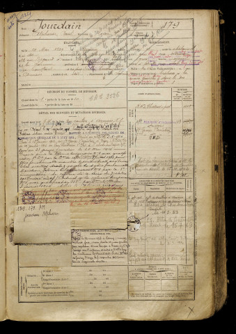 Jourdain, Alphonse Paul, né le 19 mai 1889 à Amiens (Somme), classe 1909, matricule n° 179, Bureau de recrutement d'Amiens