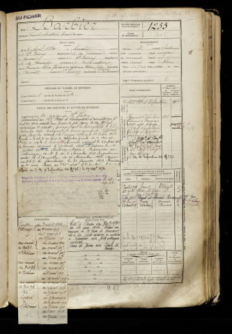 Barbier, Louis Aristide Arcade, né le 03 avril 1889 à Arrest (Somme), classe 1909, matricule n° 1233, Bureau de recrutement d'Abbeville