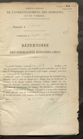 Répertoire des formalités hypothécaires, du 21/05/1881 au 23/09/1881, registre n° 276 (Péronne)