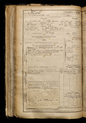 Morel, Mendé Hyppolite Armand Gabriel, né le 31 juillet 1872 à Villers-Campsart (Somme), classe 1892, matricule n° 692, Bureau de recrutement d'Amiens