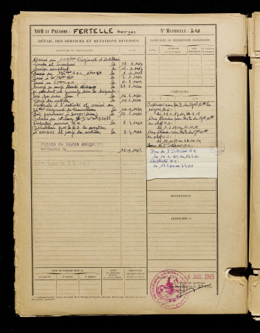 Fertelle, Georges Emile Eugène, né le 27 décembre 1898 à Corbie (Somme), classe 1918, matricule n° 219, Bureau de recrutement d'Amiens